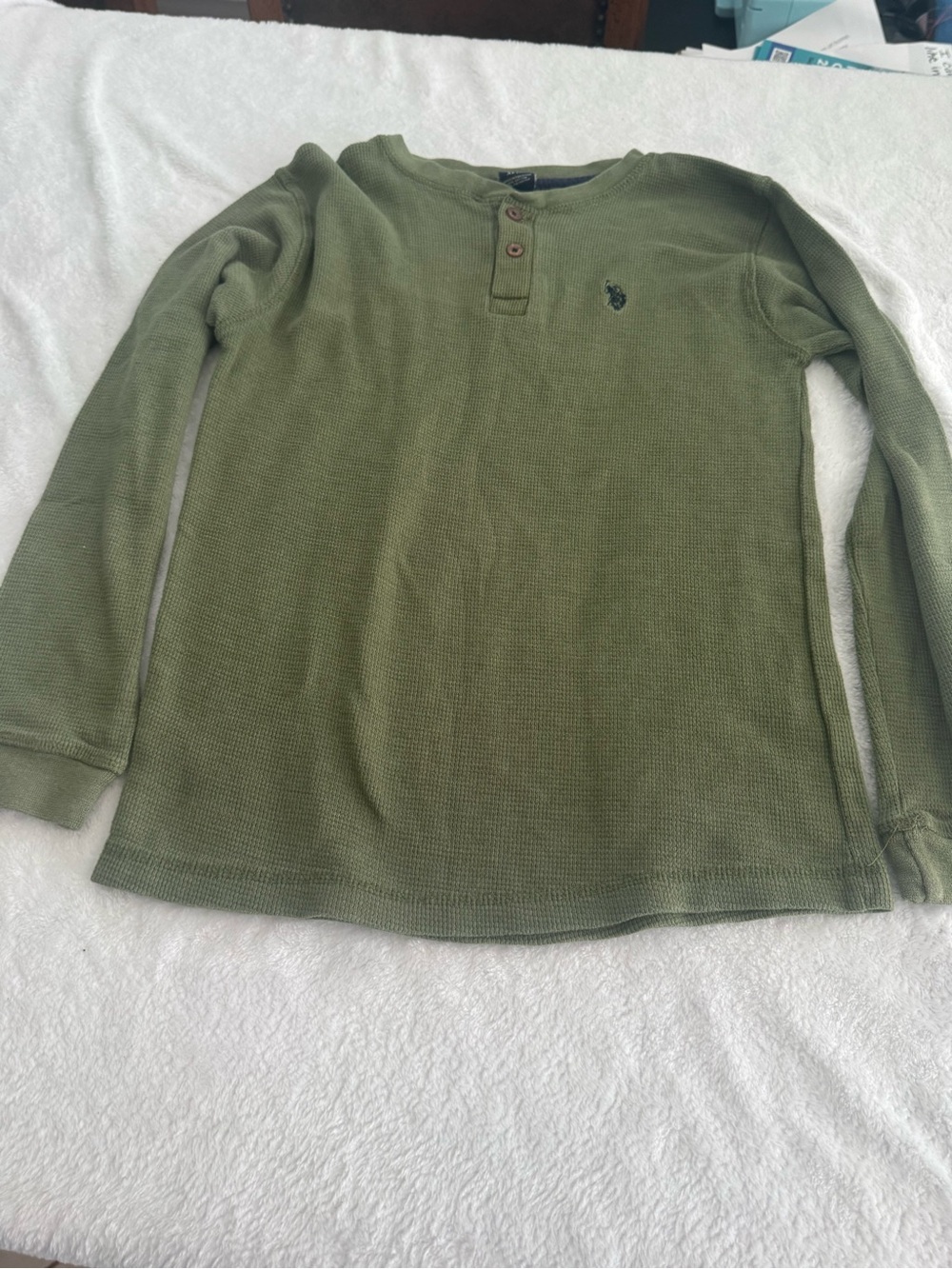 U.S. Polo Assn. Olive Long-Sleeve Waffle Henley for Kids